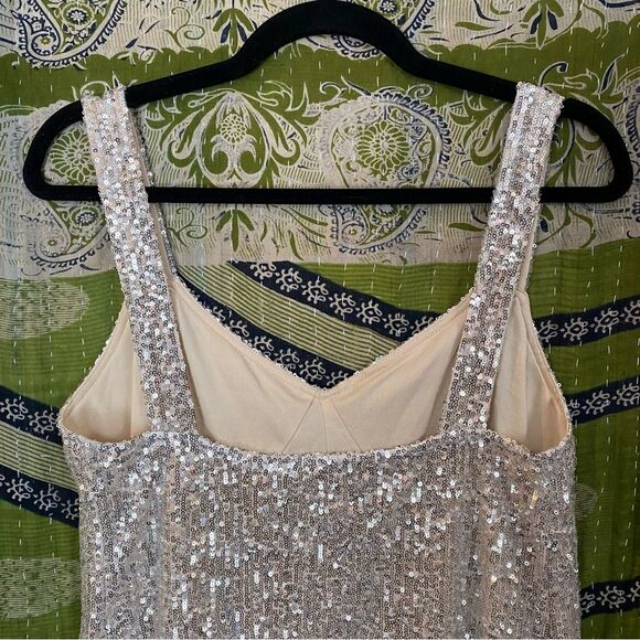 NWT Zara Trafaluc Silver Sequin Midi Dress Size Medium - Picture 10 of 16